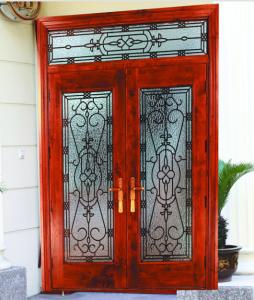China 3.2MM Glass Front Doors With Wrought Iron Glass For Exterior Door on sale
