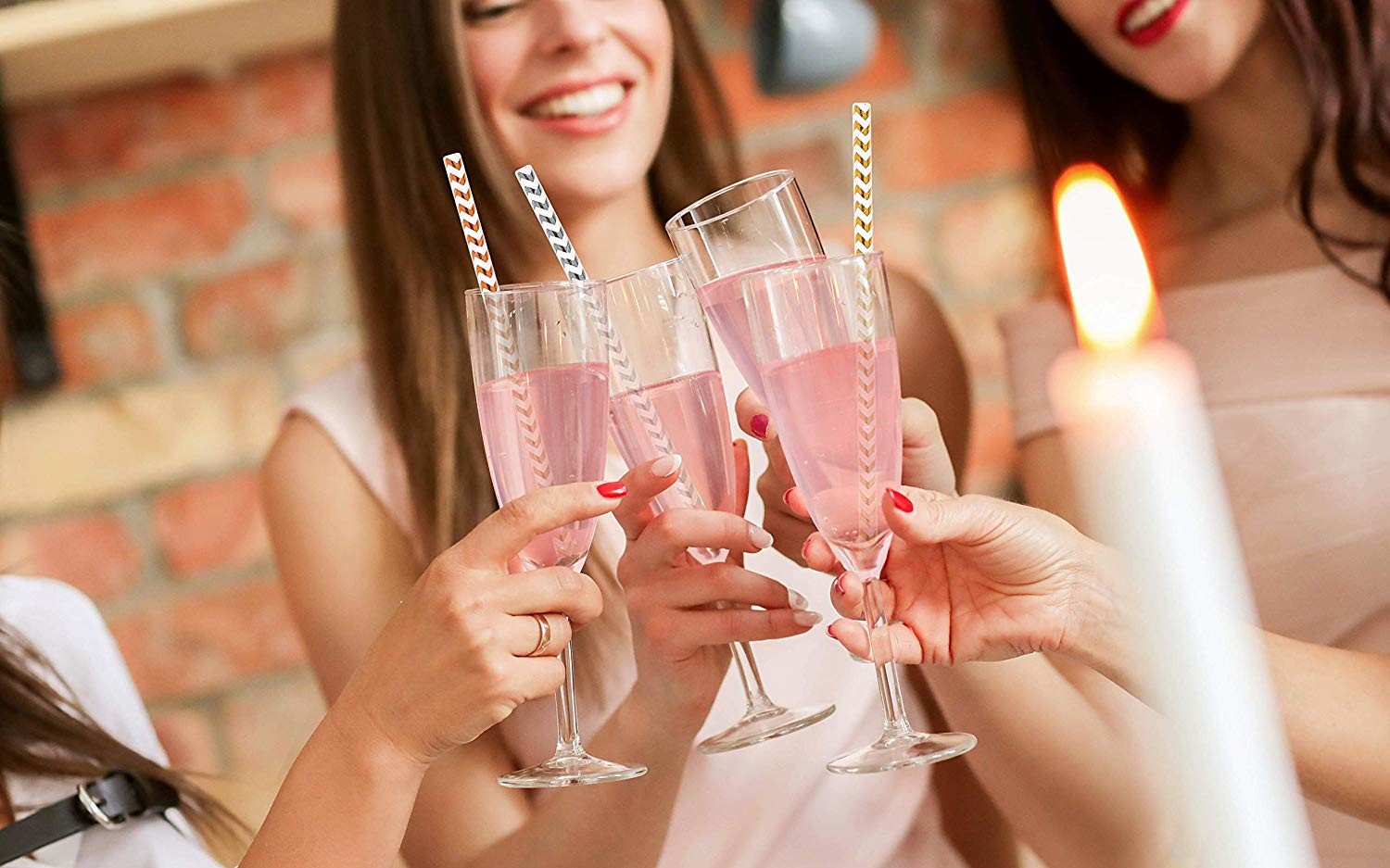 Wavy Pattern Christmas Paper Drinking Straws Food Grade Graduation Paper Straws