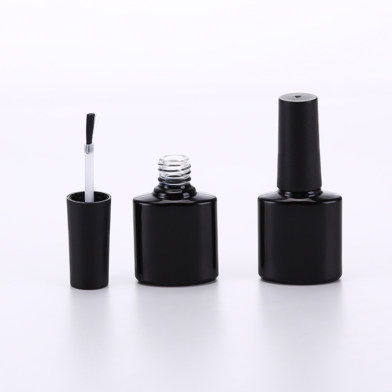 8ml 10ml Matte Black Empty UV Gel Nail Polish Bottle With Cap and Brush for Industrial Cosmetic Custom Unique Oval Shape