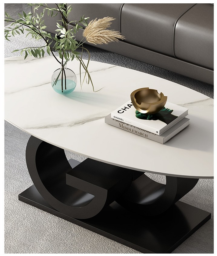 Minimalist Italian Creative Oval Marble Top Coffee Table Customized Size