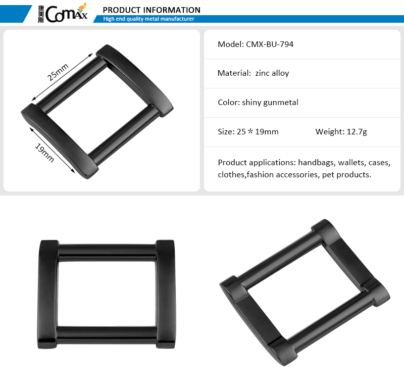 25mm Metal Strap Buckle 1 Inch Bags Rectangle Metal Buckle Custom Gun Metal Square Buckle