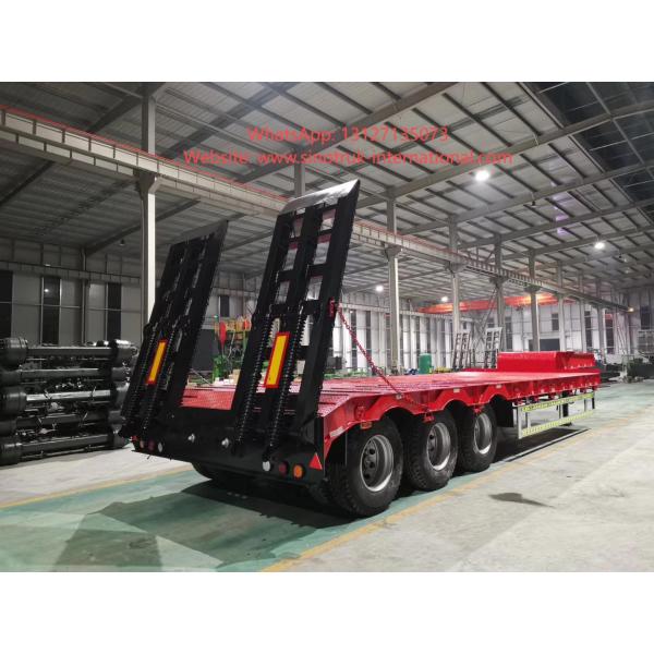3 Axle Flatbed Semi Trailer 2×20 Feet Or 40 Feet For Container Carrying 50-60 Tons