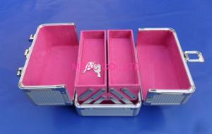 Quality Light Weight Aluminum Cosmetic Cases, Red Lining Small Aluminum Cosmetic Vanity Case wholesale