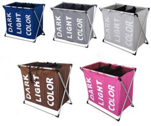Quality Foldable Clothing Bag Collapsible Extra Large Washing Dirty Clothes Laundry Basket Hamper 3 Compartments wholesale