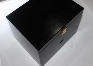 Quality Woman Solid Wood Jewelry Box , Black Color Handcrafted Wood Decorative Boxes wholesale