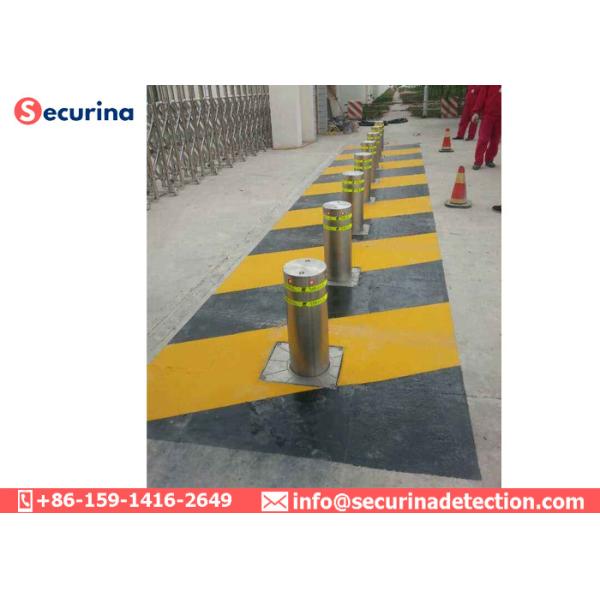 600mm Height Electric Rising Bollards , Hydraulic Bollard System 304 Stainless Steel