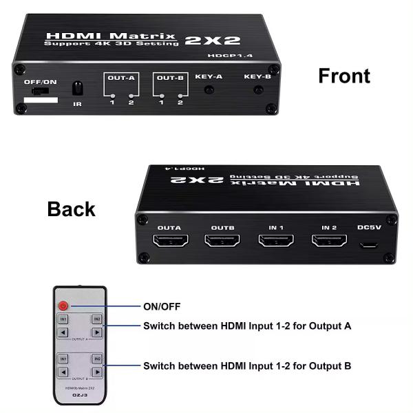 Cheap EDID Support 70 Meters IR HDBaseT 4X4 HDMI Matrix Switcher with IR Remote Control for sale