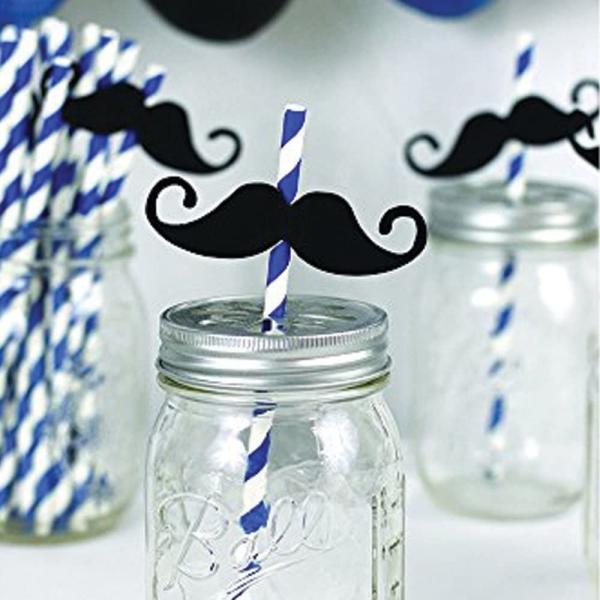 150 Pack Paper Sucker Giant Bamboo Baby Blue Wedding Paper Straws