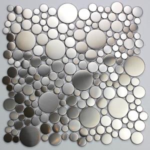 China Stainless Steel Silver Mosaic Tiles Bathroom 8mm Metallic Penny Tile Grand Metal on sale