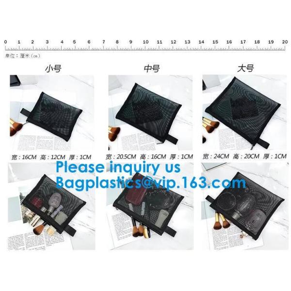 Black Nylon Mesh Makeup Cosmetic Bag / Small Nylon Mesh Make Up Cosmetic Bag,Mesh Cosmetic Bag Neceser Toiletry Organize