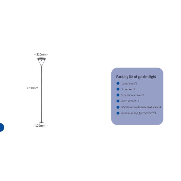 IP66 6.5W Outdoor Solar LED Street Garden Lighting Waterproof Aluminum High Translucent PC Lampshade For Pathway