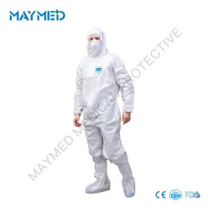 Quality Type 5 6 EN 14126 Disposable Hooded Coverall Microporous 65 GSM wholesale