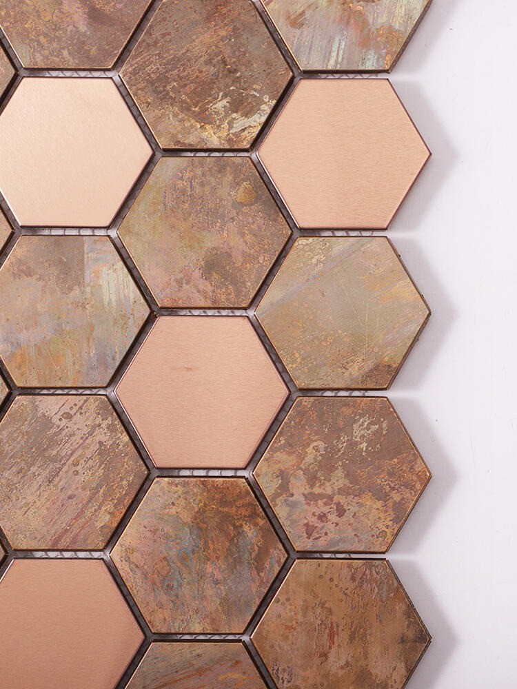 Unique Metal Hexagonal Mosaics Wall Screens Create Vintage Luxury Spaces For Hotel