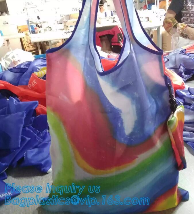 Reusable easy carry tote eco friendly foldable polyester folding shopping bag,Foldable Shopping Bag w/Zipper Closure and