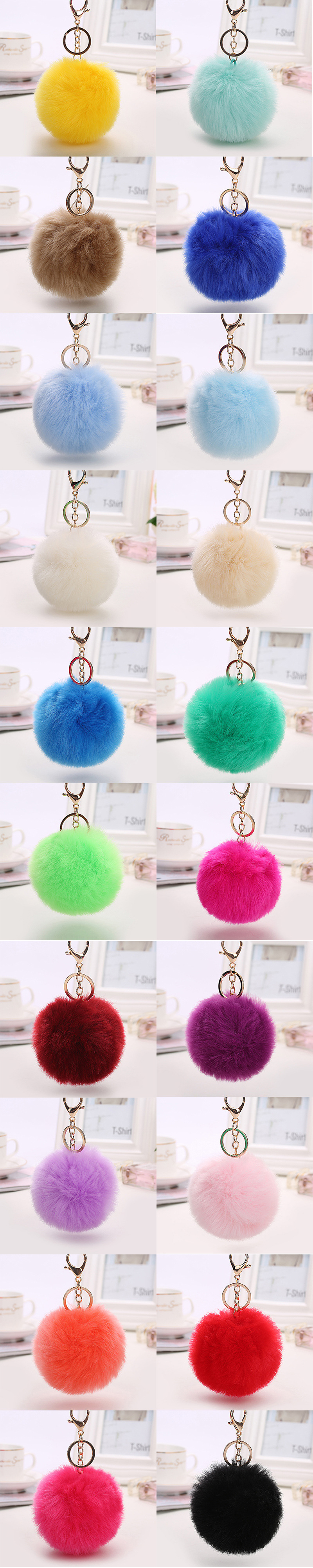 Electroplated Key Chain Ornaments , Pom Pom Fur Ball Keychain 0.02kg