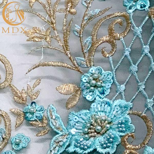 140Cm Bridal Applique Lace Fabric Dress Styles Embroidery Beaded For Wedding