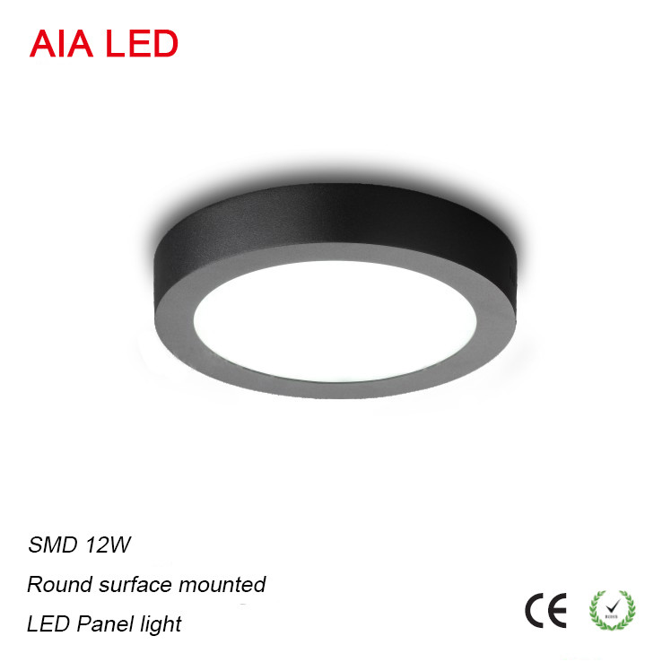 Good price surface mounted 12W Round black LED panel light fixture for hotel led downlight