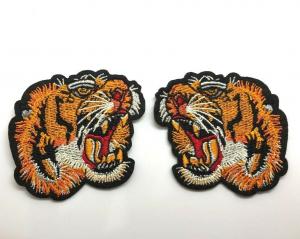 Quality Tiger Head Embroidery Iron On Applique Patch Handmade Twill Cotton Material wholesale