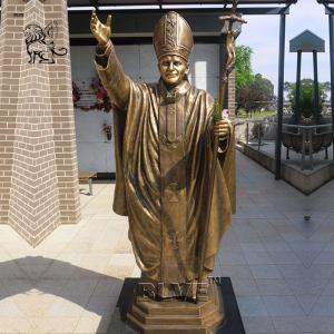 China BLVE Bronze Pope Saint St. John Paul II Statue Roman Catholic Religious Life Size Garden Decoration on sale