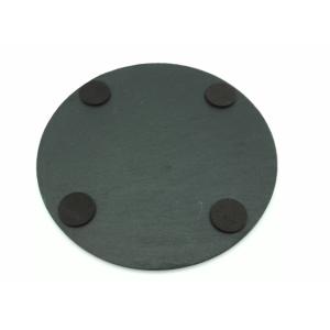 Black Round Slate Placemats Diameter 22cm Natural Surface Eco Friendly