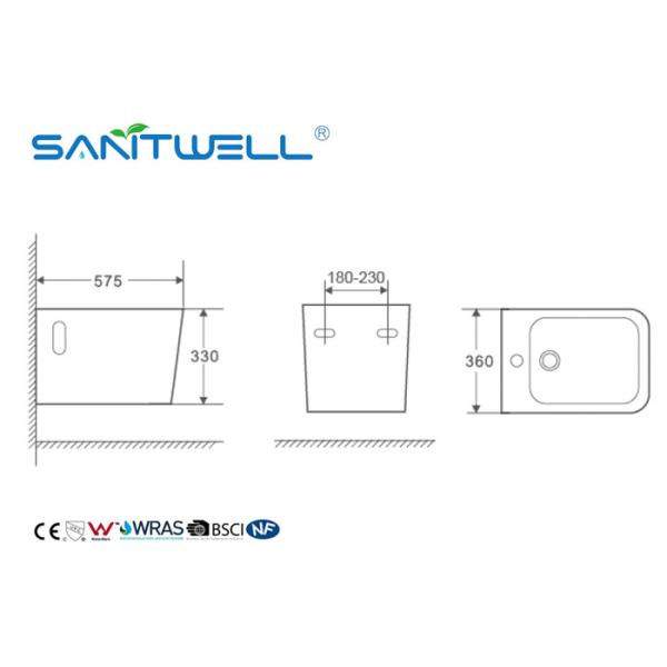 Women Self Cleaning Bathroom Wall Mounted Bidet Ceramic Material 575 * 360 * 330mm