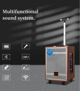 Quality ISO Wooden Wireless Speakers 10 Inch Active Portable Speakers With Microphone wholesale