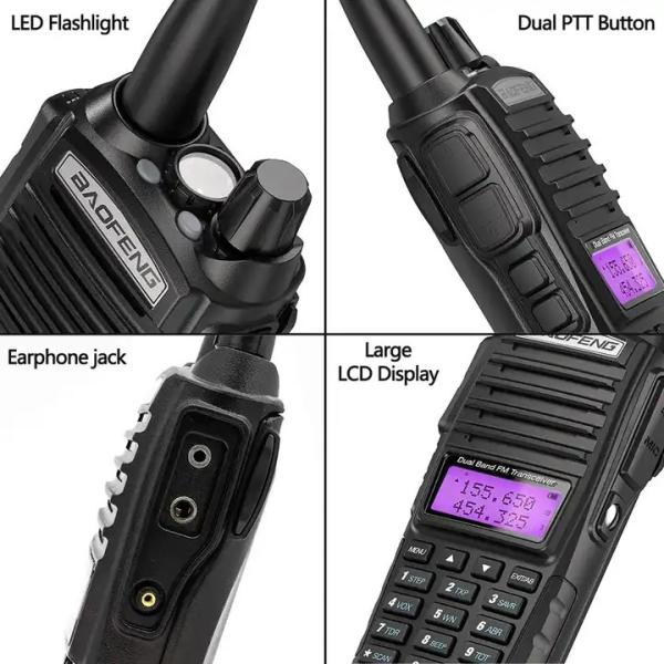 8W Dual Band Security Walkie Talkie , UV82 BAOFENG Lightweight Two Way Radio