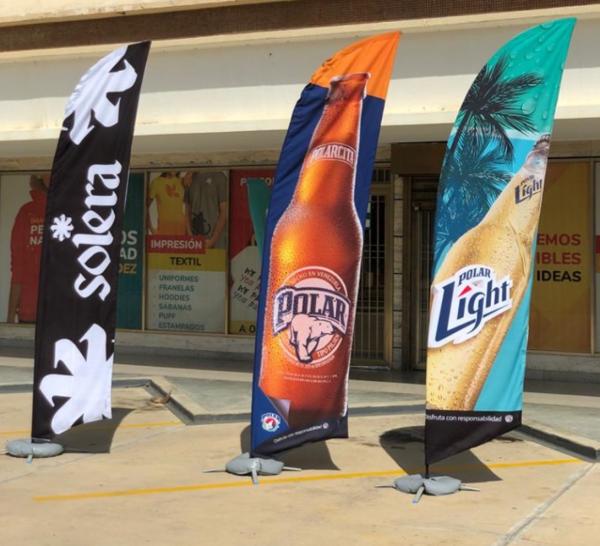 Cheap Advertising Beauty & Barber Windless Feather Flag Bundle Fly Banners with Water Bag Cross Base Spike Base for sale