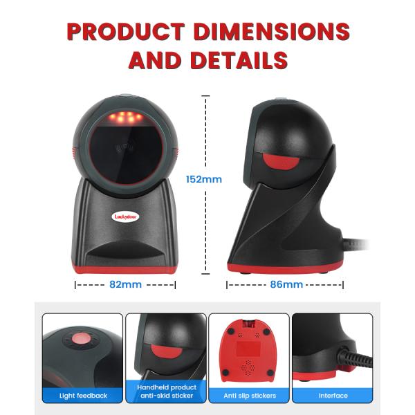 Lukcydoor L650 Auto CMOS Image Desktop 2D Barcode Scanner LED Light Source for Android/Linux OS for Supermarket Use