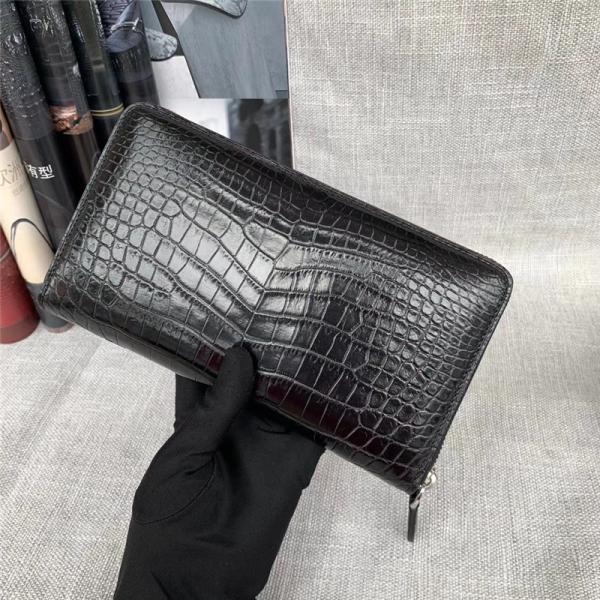 Genuine Real True Crocodile Belly Skin Male Clutch Purse Men's Long Wallet Authentic Alligator Leather Large Card Holder