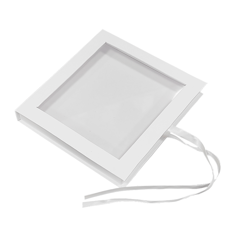 Square Book Shaped PVC Clear Top Window Magnetic Cardboard Packaging Box With Ribbon