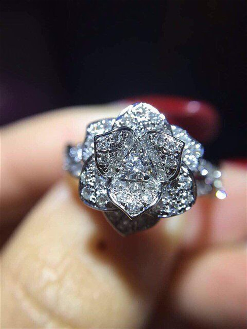 Luxury jewe factory Rose ring 18k gold white gold yellow gold rose gold diamond ring G34UR800