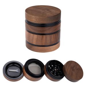 Quality 4 Piece 2.5 Inch Pollen Catcher Wooden Spice Grinder wholesale