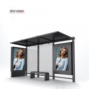 Quality Outdoor Furniture Aluminum Alloy Smart Bus Shelter With Static Scrolling Poster wholesale