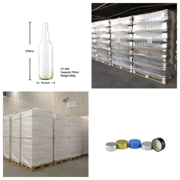 700ml Flint Tequila Glass Bottles Screw Cap Liquor Spirits Container 480g CY-830