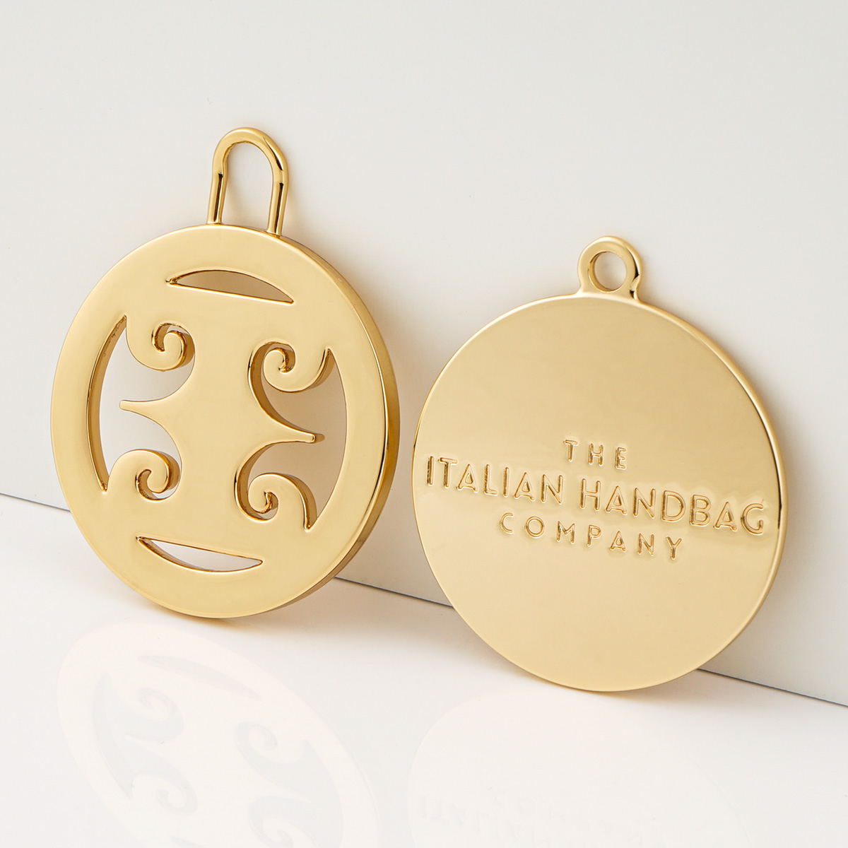 Custom Gold Pendant Circle Metal Logo Tag Plated Disc Charms Tag for Purse Eco-Friendly