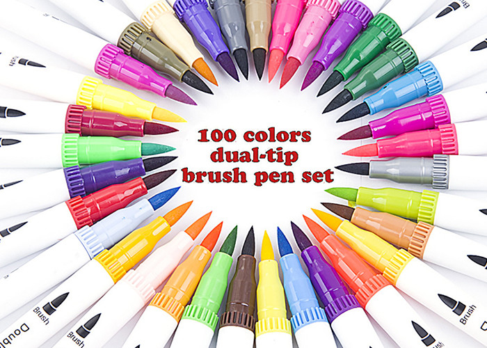 Amazon double head hook line color marker soft head watercolor pen for children gift painting set
