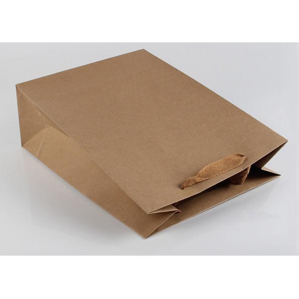 Customized Rectangular Bulk Paper Bags , Plain Kraft Shopping Bags With Handles