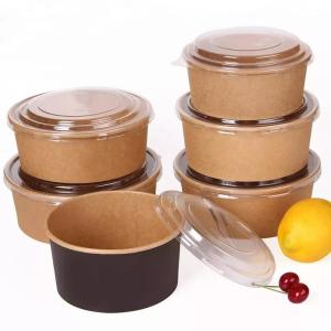 Quality Fast Food Bio-degradable Disposable Kraft Paper Bowl for restaurant wholesale