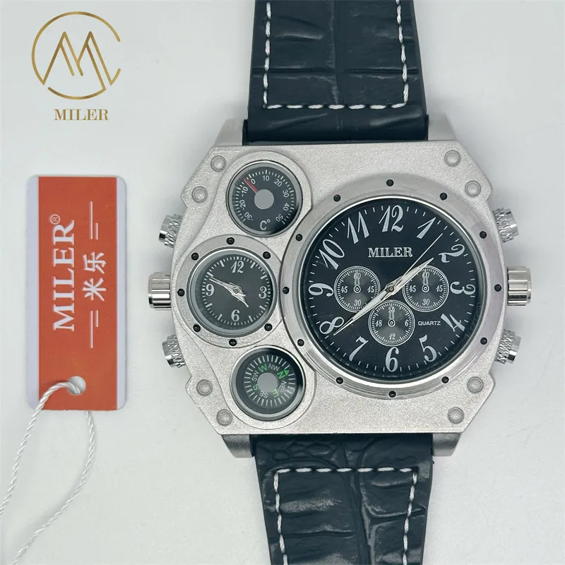 Miler ML777 Waterproof Quartz Watch with Leather Band 14cm Case