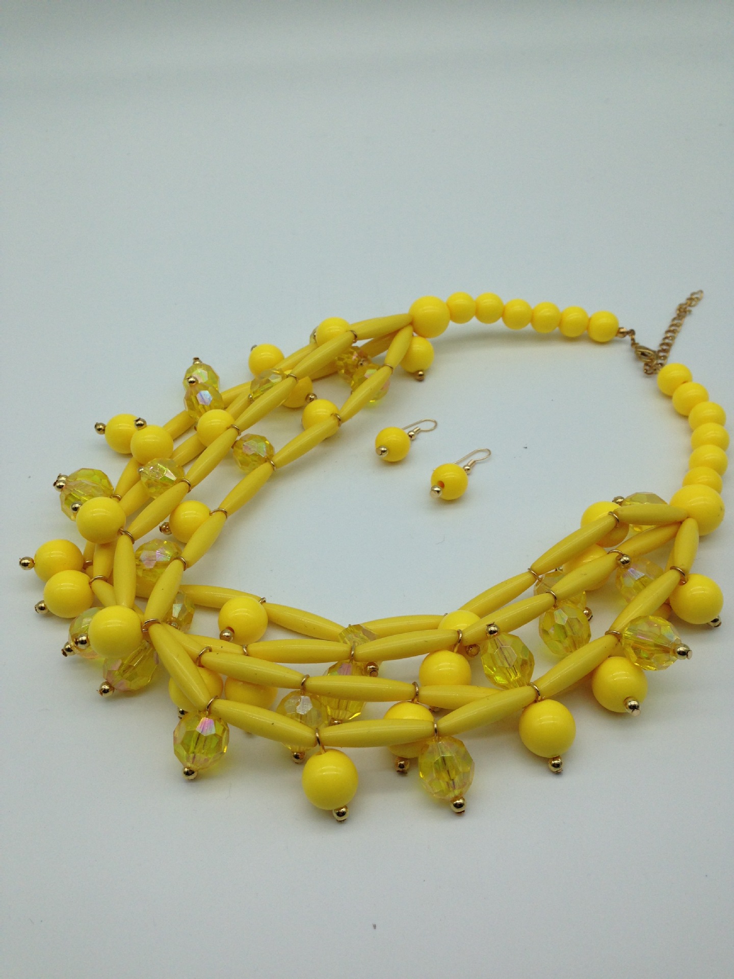 Fashion Exporting designs Acrylic Bead African Beads Jewelry Set Multi layer Necklace And Earring Set