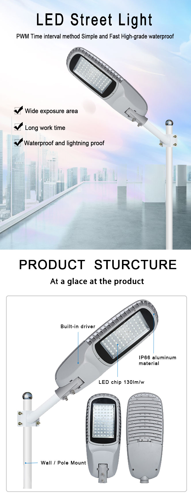 IP66 LED cri 75 Solar Powered Street Lights 200W For Theme Park