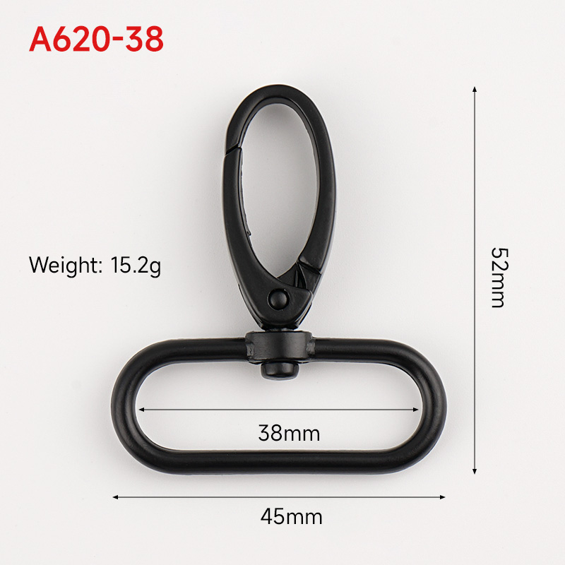 Black Snap Hook Bag Accessories 1.5 Inch Oval Snap Hooks for Customized Computer Shoulder Strap