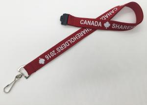Quality Red color 2.0 CM Silk-screen printed Polyester lanyards with white letters on it wholesale
