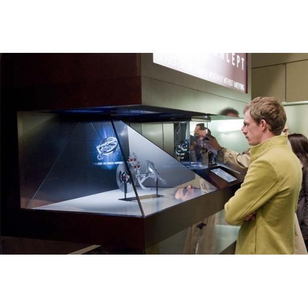 3D Projection Pyramid Hologram Display Showcase Remote Control For Advertising