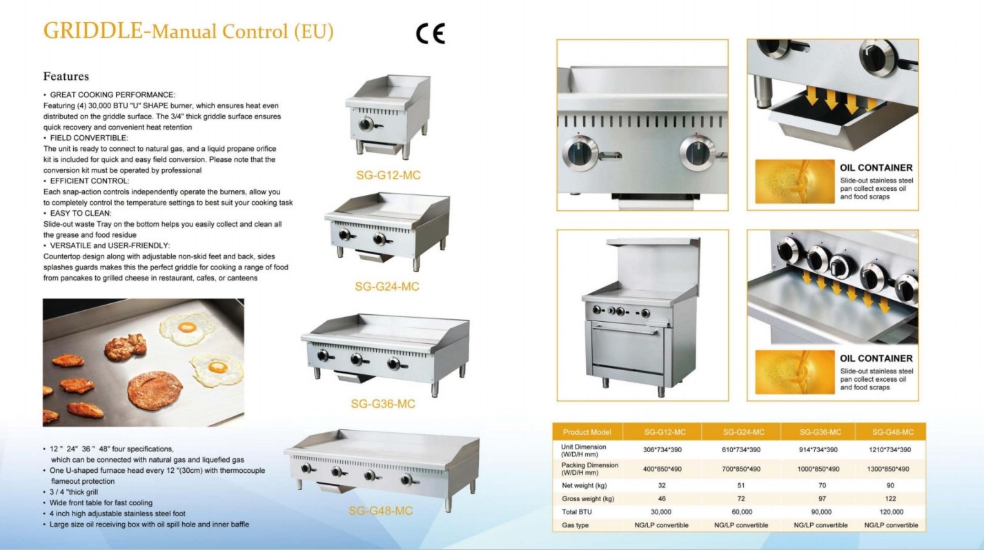 Electric Stainless Steel Restaurant Commercial Countertop Griddle Anti Corrosion