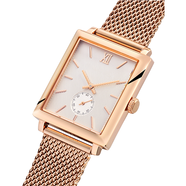 Rose Gold Square Stainless Steel Back Base Metal Bezel Japan Movt Watch