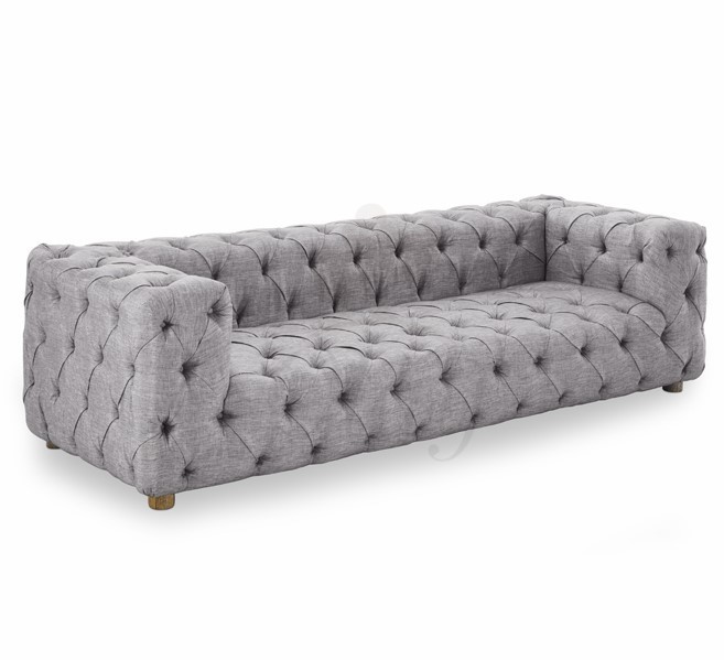 Wholesale living room Furniture upholstery button tufted grey chesterfield fabric sofa and party wedding use