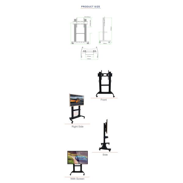 360 Swivel Mobile TV Stand For Electronic Whiteboard 160cm Height