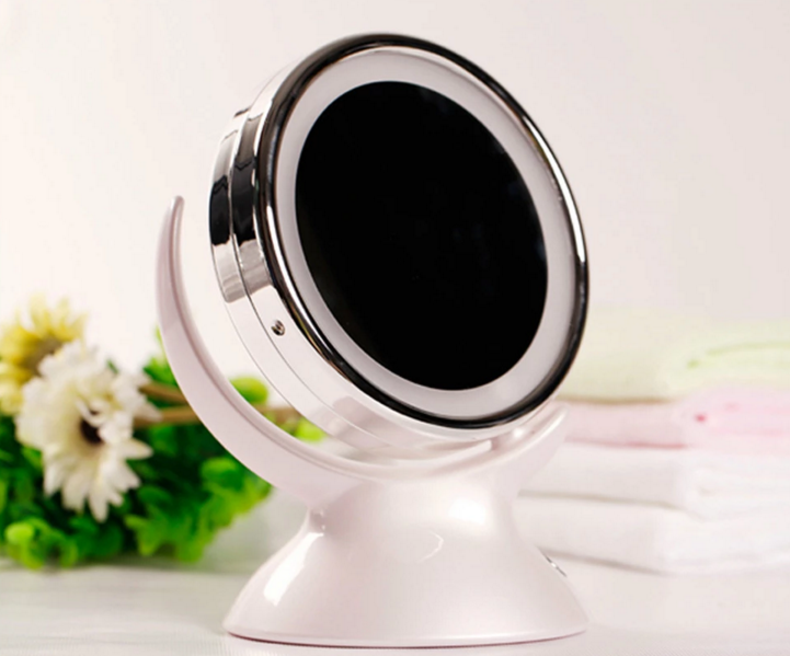 5x Magnifying LED Makeup Mirror , Desktop Round Cosmetic Mirror